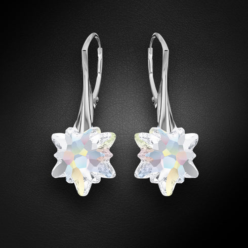 Silver earrings "Edelweiss (Aurora Borealis)" with Swarovski™ crystals